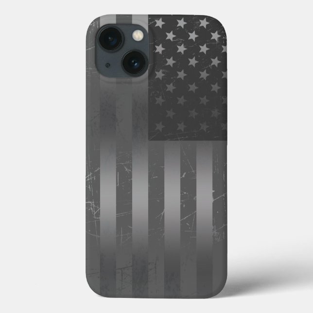 Distressed Grey American Flag Metallic Background Case-Mate iPhone Case (Back)
