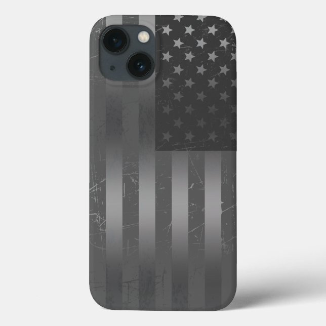 Distressed Grey American Flag Metallic Background Case-Mate iPhone Case (Back)