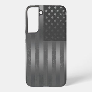 Distressed Grey American Flag Metallic Background Samsung Galaxy Case