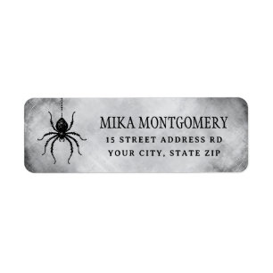 Distressed Grey Vintage Spider return address Label