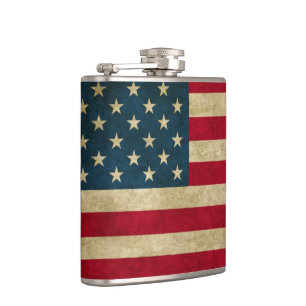 Distressed Grunge American Flag Hip Flask