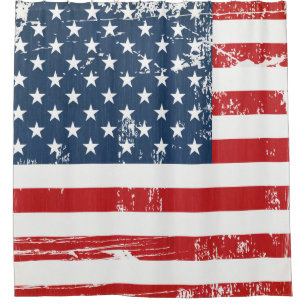 Distressed Grunge American Flag Old Vintage Look Shower Curtain