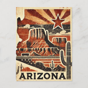 Distressed Grunge Arizona Postcard