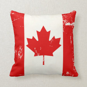 Distressed Grunge Canada Flag Maple Leaf Cushion