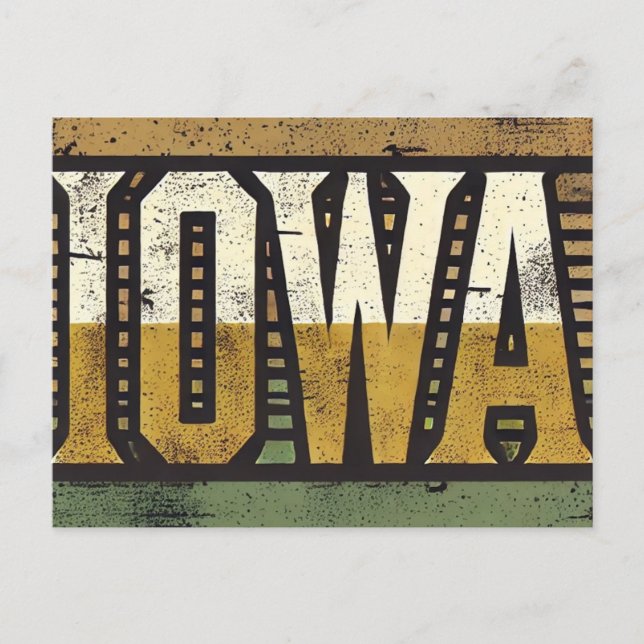 Distressed Grunge Iowa Postcard (Front)