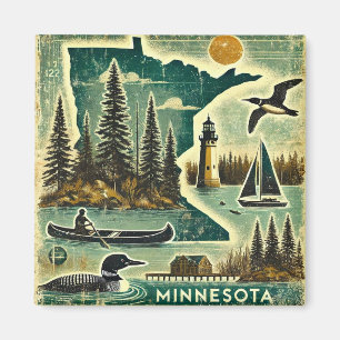 Distressed Grunge Minnesota Magnet