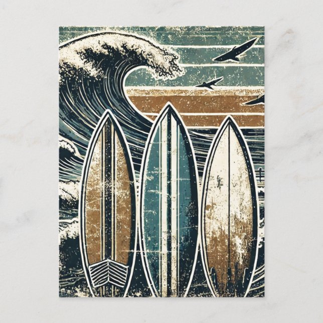 Distressed Grunge Surfing Postcard (Front)