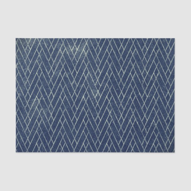 Distressed Grunge Textured Geometric Blue Grey Tissue Paper (Front)