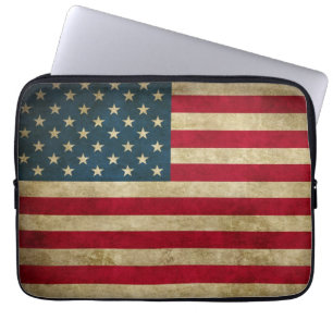 Distressed Grunge USA American Flag Laptop Sleeve
