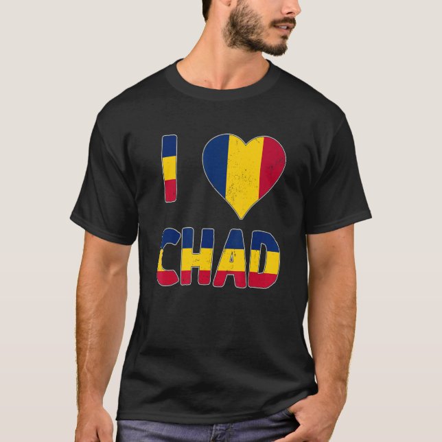 Distressed Grunge Worn Out Style I Love Chad T-Shirt (Front)