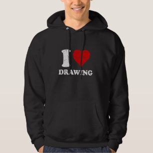 Distressed Grunge Worn Out Style I Love Drawing Hoodie