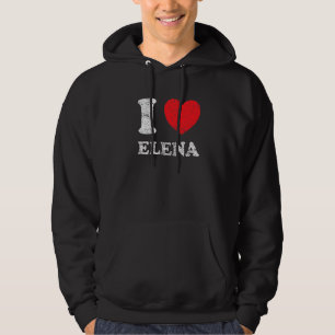 Distressed Grunge Worn Out Style I Love Elena Hoodie