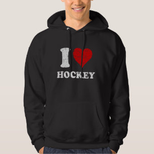 Distressed Grunge Worn Out Style I Love Hockey Hoodie