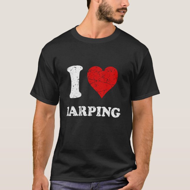 Distressed Grunge Worn Out Style I Love Larping T-Shirt (Front)