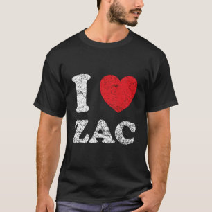 Distressed Grunge Worn Out Style I Love Zac T-Shirt