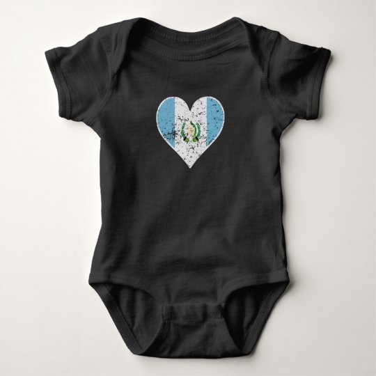 Distressed Guatemalan Flag Heart Baby Bodysuit