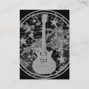 Distressed Guitar Stars Cameo Silhouette Dark BW Business Card