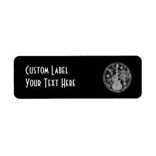Distressed Guitar Stars Cameo Silhouette Dark BW Return Address Label