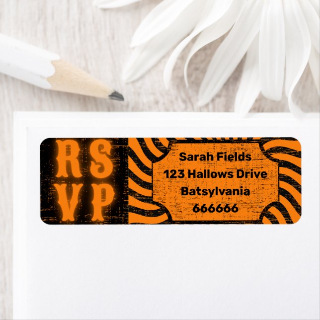 Distressed Halloween RSVP Address Label Return Address Label (Insitu)