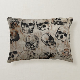 Distressed Halloween Vintage Skulls Decorative Cushion