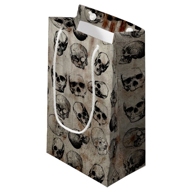 Distressed Halloween Vintage Skulls  Small Gift Bag (Front Angled)