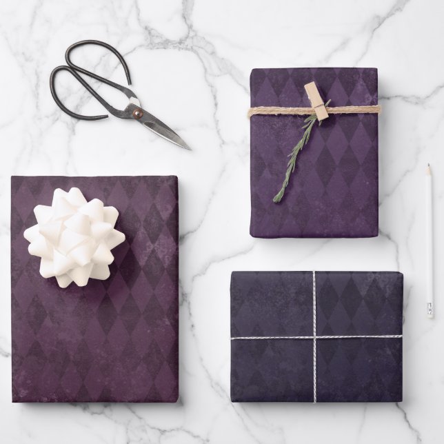 Distressed Harlequin Pattern Wrapping Paper Sheet (Front)