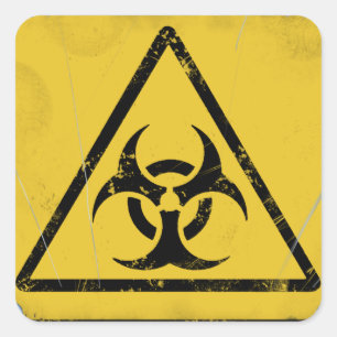 Distressed Hazard Warning Symbol V2 Square Sticker