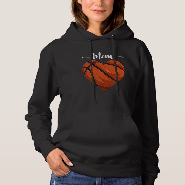 Distressed Heart Basketball Mom Heart Cute Mother  Hoodie (Front)
