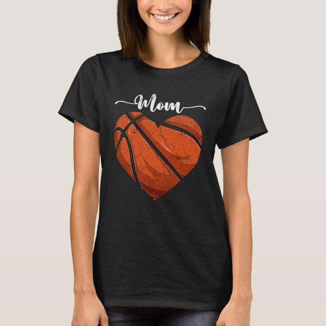 Distressed Heart Basketball Mom Heart Cute Mother  T-Shirt (Front)