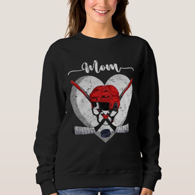 Distressed Heart Hockey Mom Heart Cute Mother s Da Sweatshirt (Front)
