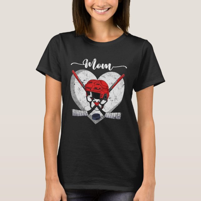 Distressed Heart Hockey Mom Heart Cute Mother s Da T-Shirt (Front)