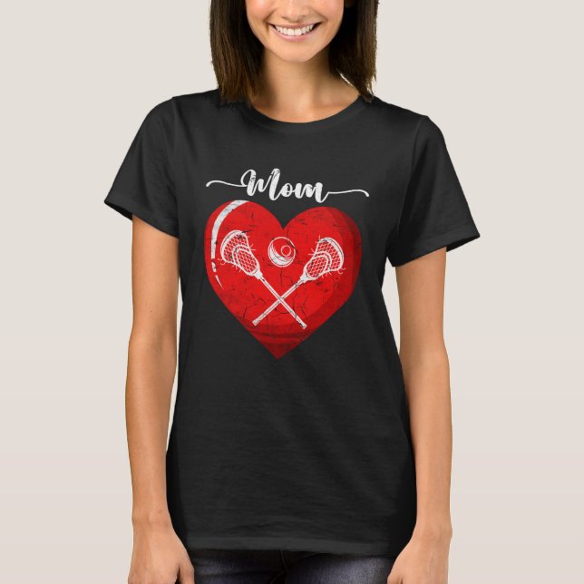 Distressed Heart Lacrosse Mom Heart Cute Mother s  T-Shirt (Front)