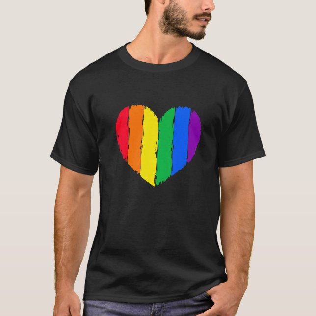 Distressed Heart Lgbtq Gay Rights Proud Pride Rain T-Shirt (Front)