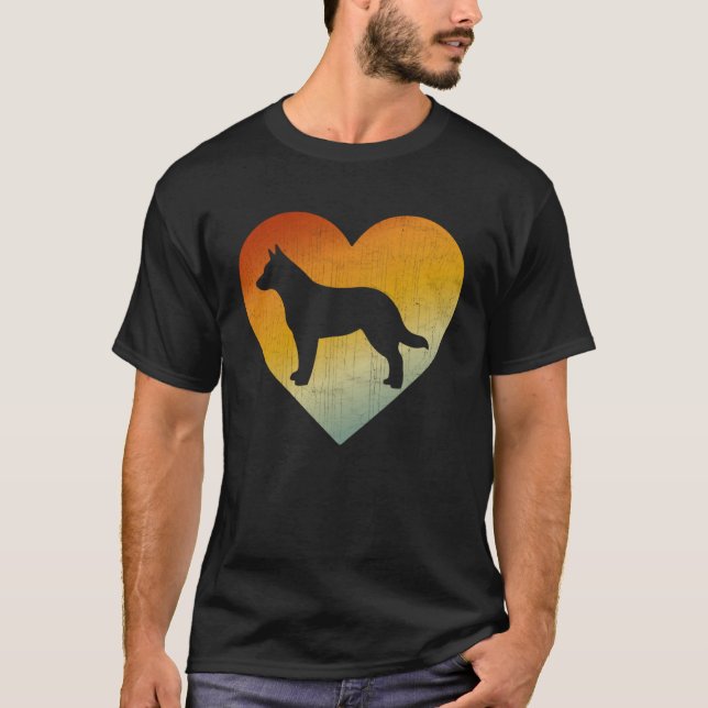 Distressed Heart Retro Men Women Australian Cattle T-Shirt (Front)