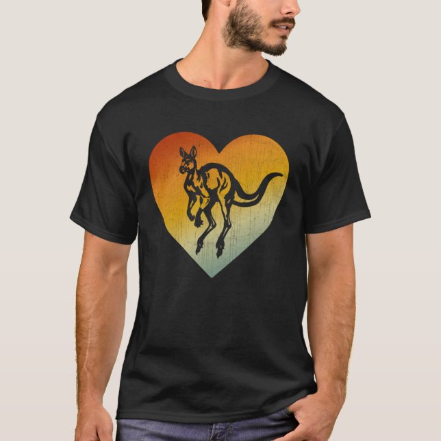 Distressed Heart Retro Style Men Women Kangaroo T-Shirt (Front)