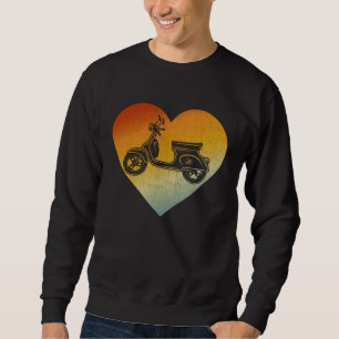 Distressed Heart Retro Style Men Women Scooters Sweatshirt