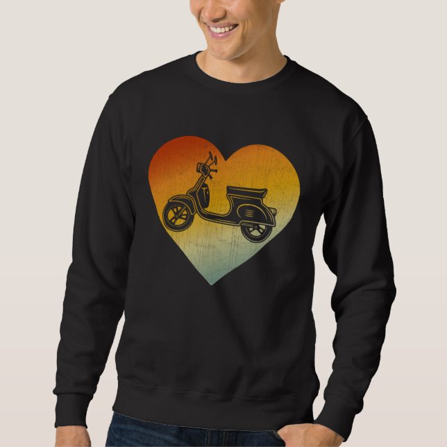 Distressed Heart Retro Style Men Women Scooters Sweatshirt (Front)