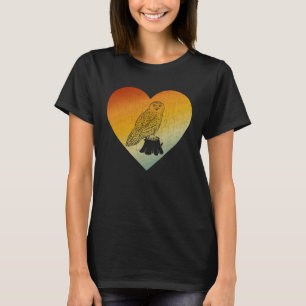 Distressed Heart Retro Style Men Women Snowy Owl T-Shirt