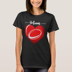 Distressed Heart Rugby Mom Heart Cute Mother s Day T-Shirt