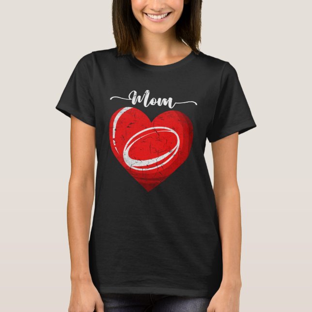 Distressed Heart Rugby Mom Heart Cute Mother s Day T-Shirt (Front)