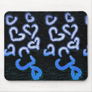 Distressed Hearts Blue Mouse Pad
