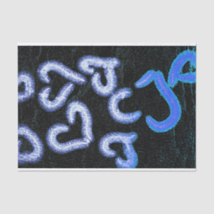 Distressed Hearts Blue Tissue Paper
