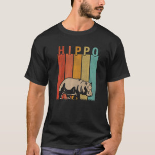 Distressed Hippo Men Women Kid Cute Hippo Retro T-Shirt