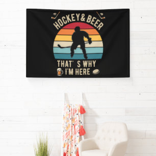 Distressed Hockey and Beer Pun Hockey Banner