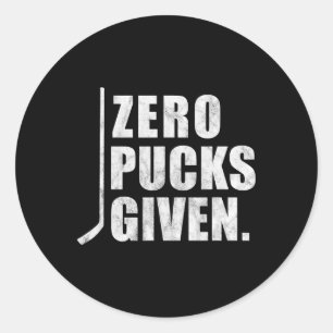Distressed Hockey Zero Pucks Given Classic Round Sticker