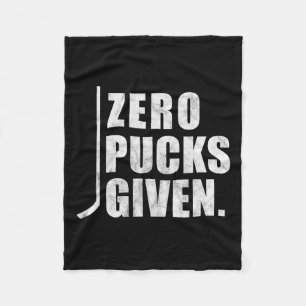 Distressed Hockey Zero Pucks Given Fleece Blanket