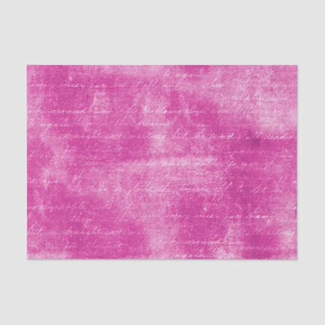 Distressed Hot Pink Script Tissue Paper (Front)
