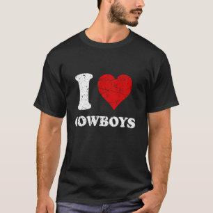 Distressed I Heart Cowboys I Love Cowboys T-Shirt