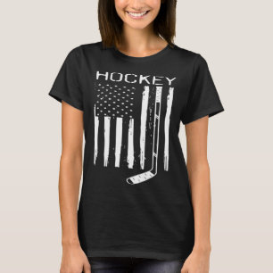 Distressed Ice Hockey Stick US American Flag Patri T-Shirt