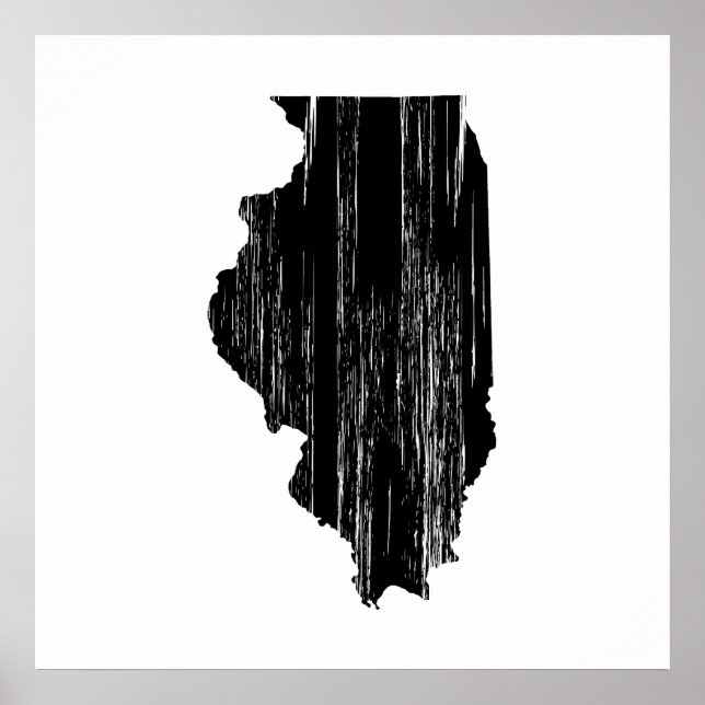 Distressed Illinois State Outline Poster (Front)